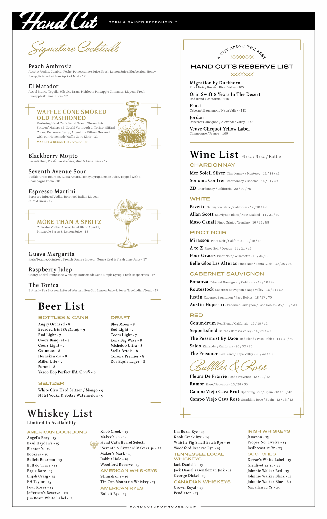 Hashville Menu Nashville – Hand Cut Chophouse